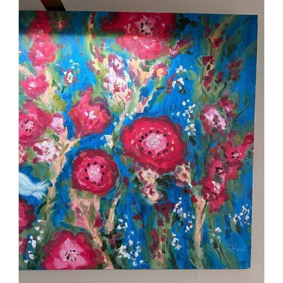 Anthropologie” I am better in Poppies Garden” Oil Painting on canvas By Vadal - Picture 3 of 9